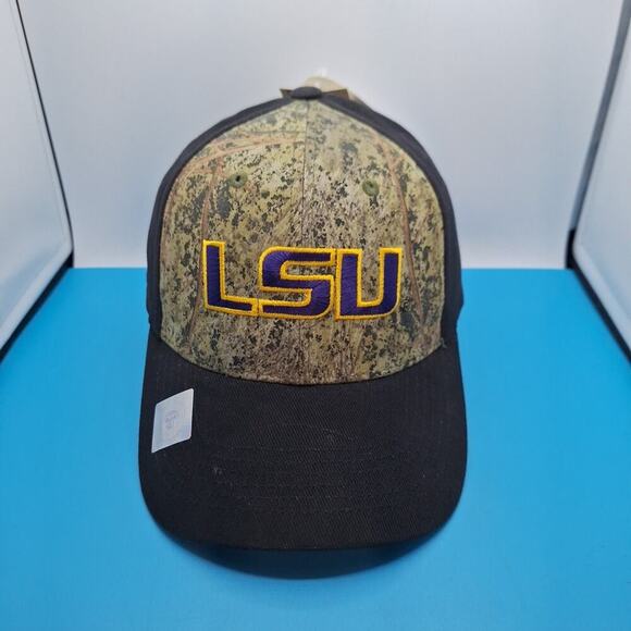 LSU Louisana State Tigers Camo Strapback Hat Cap Embroidered Logo Black Cotton - Picture 1 of 7